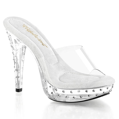 COCKTAIL-501SDT 5" Heel, 1" Rhinestone Studded PF Slide