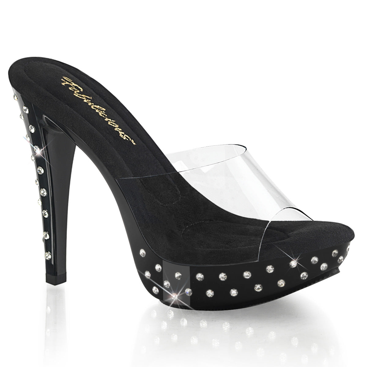 COCKTAIL-501SDT 5" Heel, 1" Rhinestone Studded PF Slide