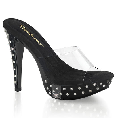 COCKTAIL-501SDT 5" Heel, 1" Rhinestone Studded PF Slide