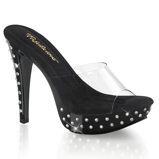 COCKTAIL-501SDT 5" Heel, 1" Rhinestone Studded PF Slide