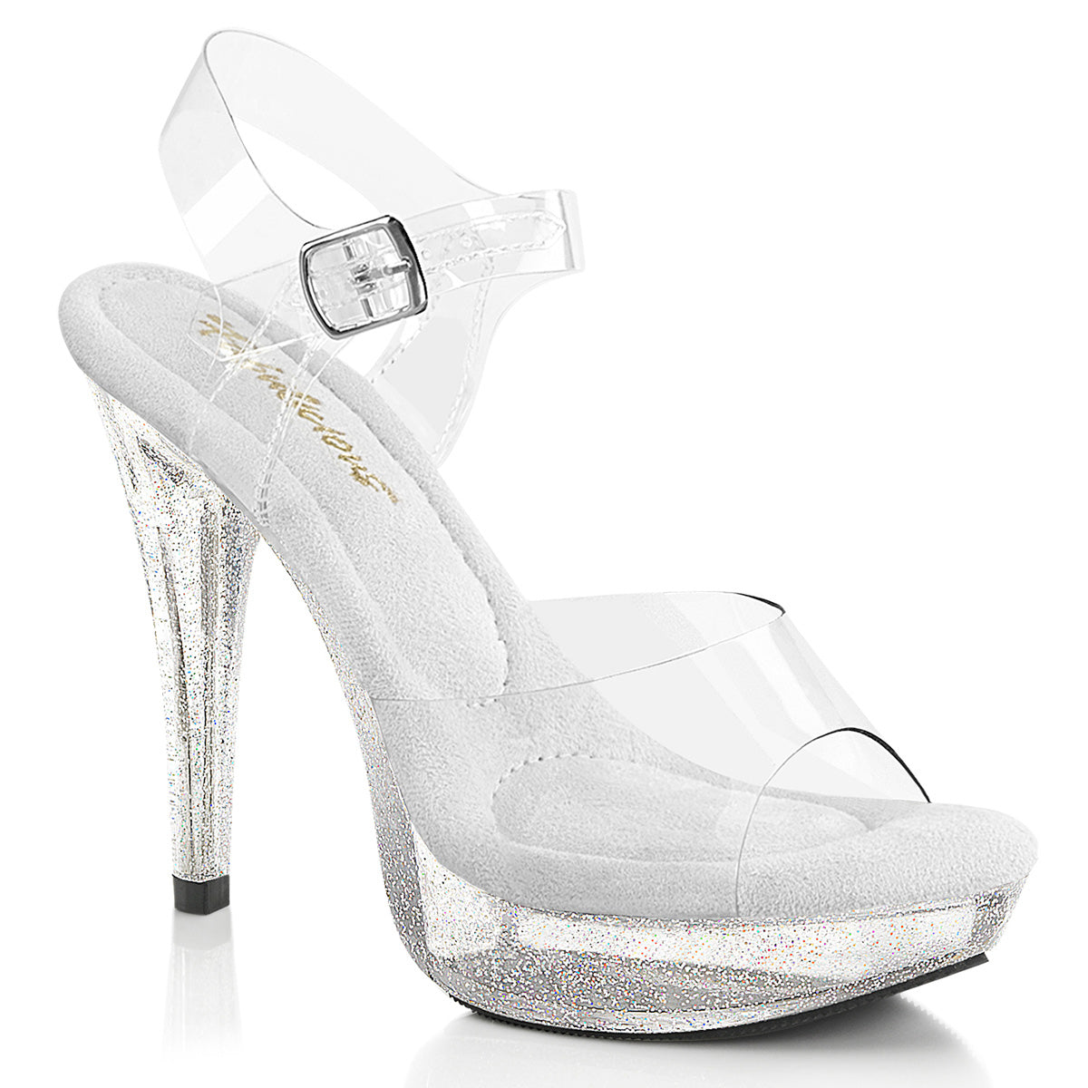 COCKTAIL-508MG 5" Heel, 1" PF Ankle Strap Sandal W/ Mini Glitters