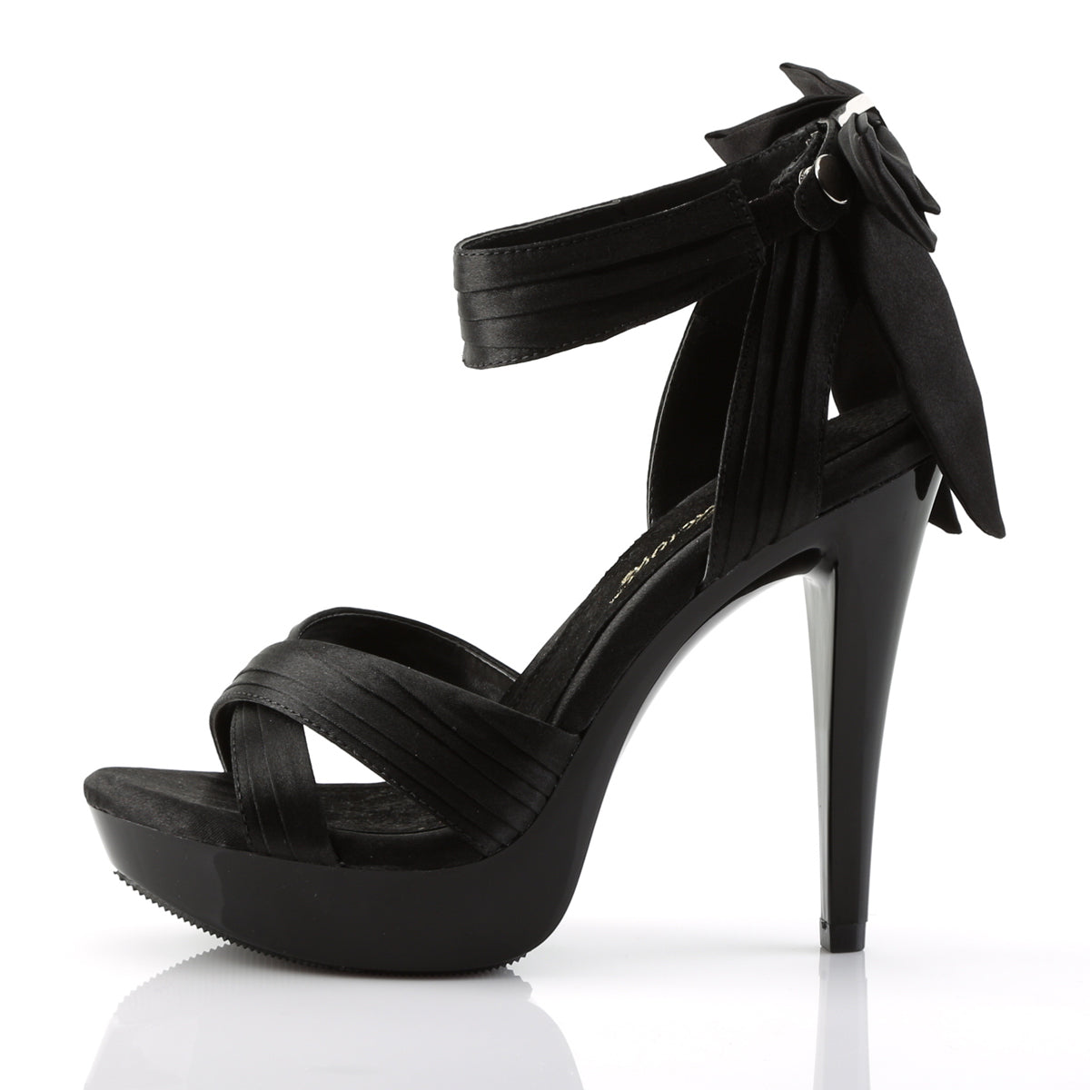COCKTAIL-568 5" Heel, 1" PF Criss Cross Pleated Straps Close Back Sandal