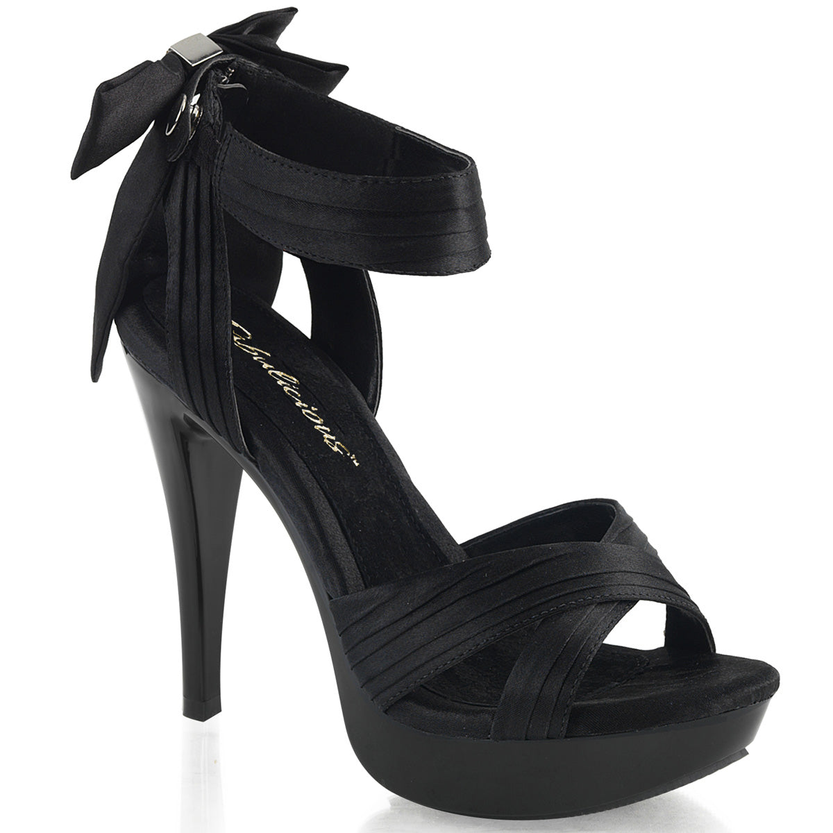 COCKTAIL-568 5" Heel, 1" PF Criss Cross Pleated Straps Close Back Sandal