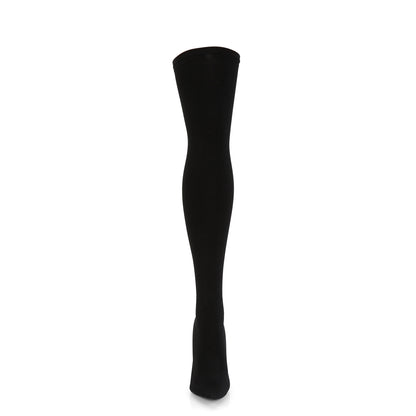 COURTLY-3005 5" Stretch Pull-On Thigh High Boot