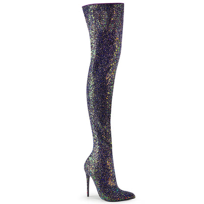 COURTLY-3015 5" Glitter Thigh High Boot, 1/3 Side Zip