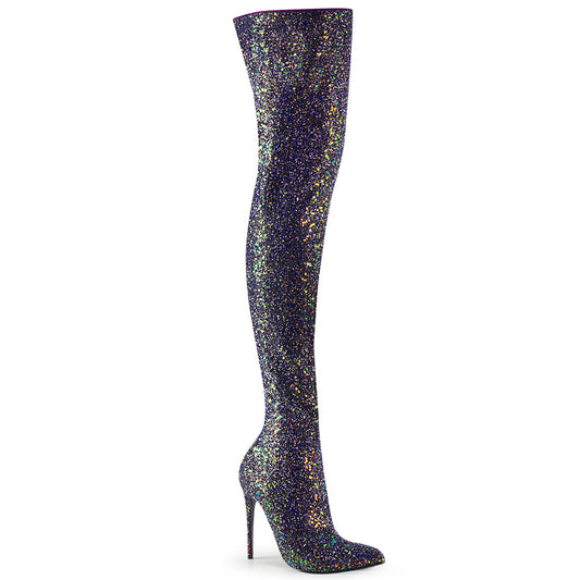 COURTLY-3015 5" Glitter Thigh High Boot, 1/3 Side Zip
