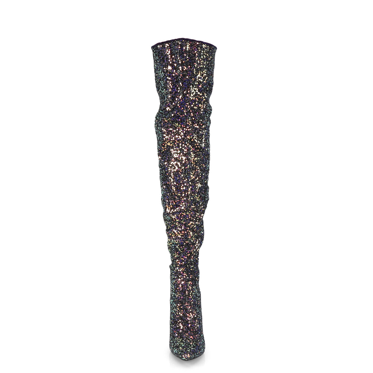 COURTLY-3015 5" Glitter Thigh High Boot, 1/3 Side Zip