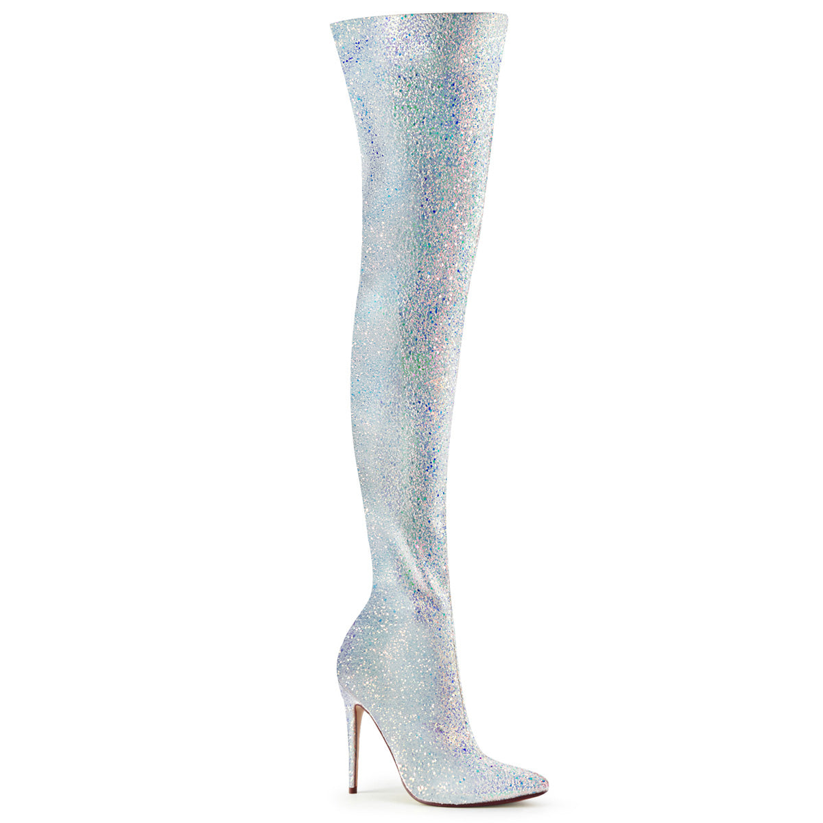 COURTLY-3015 5" Glitter Thigh High Boot, 1/3 Side Zip