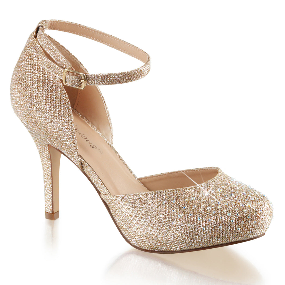 COVET-03 *3 1/2" Heel, 1/2" Hidden PF, Ankle Strap d'Orsay Pump