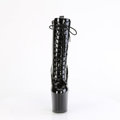 CRAZE-1040 8" Heelless, 3" PF Lace-Up Front Ankle Boot, Inside Zip