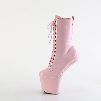 CRAZE-1040 8" Heelless, 3" PF Lace-Up Front Ankle Boot, Inside Zip