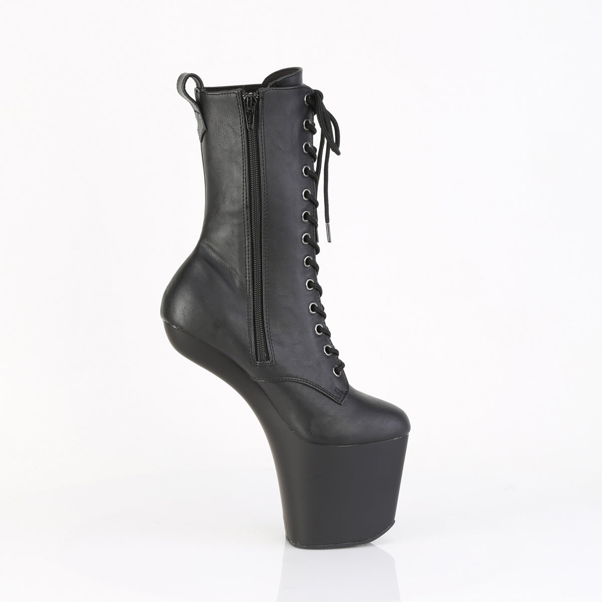 CRAZE-1040 *8" Heelless, 3" PF Lace-Up Front Ankle Boot, Inside Zip