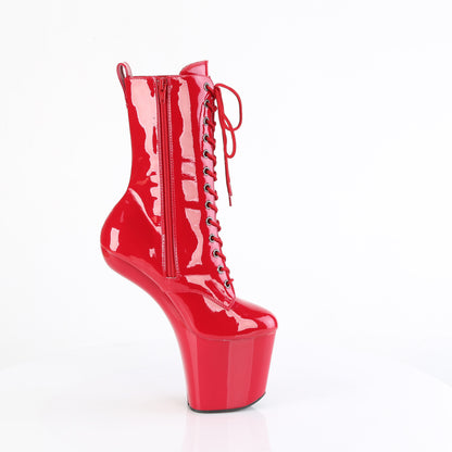CRAZE-1040 8" Heelless, 3" PF Lace-Up Front Ankle Boot, Inside Zip