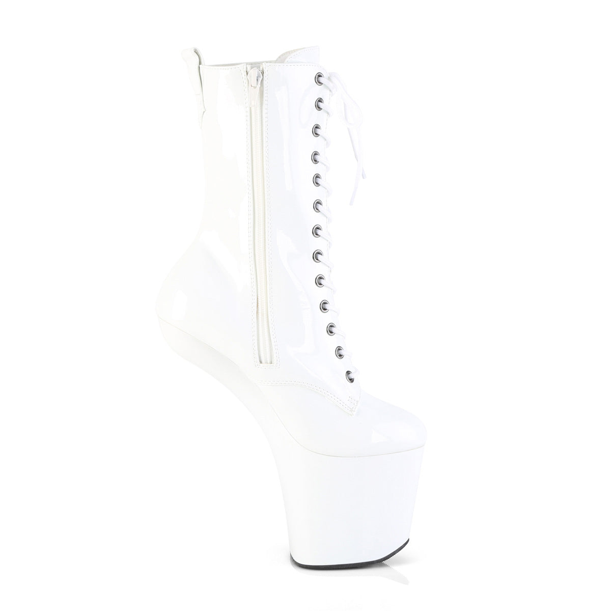 CRAZE-1040 8" Heelless, 3" PF Lace-Up Front Ankle Boot, Inside Zip