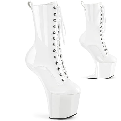 CRAZE-1040 8" Heelless, 3" PF Lace-Up Front Ankle Boot, Inside Zip
