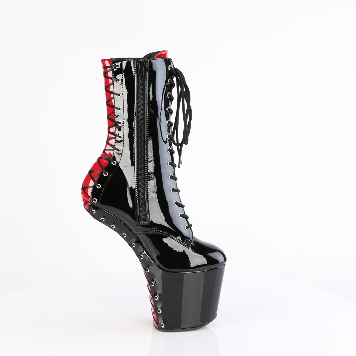 CRAZE-1040FH 8" Heel, 3" PF Two Tone Lace-Up Ankle Boot, Size Zip