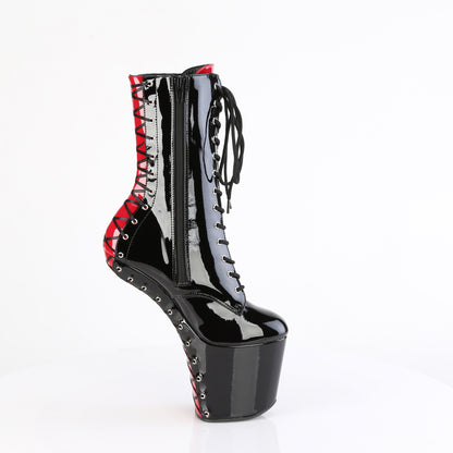 CRAZE-1040FH 8" Heel, 3" PF Two Tone Lace-Up Ankle Boot, Size Zip