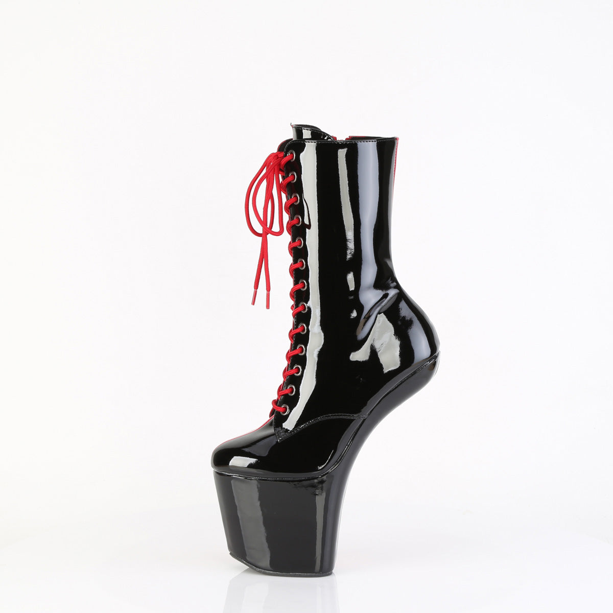 CRAZE-1040TT 8" Heelless, 3" PF Two Tone Lace-Up Ankle Boot, Side Zip