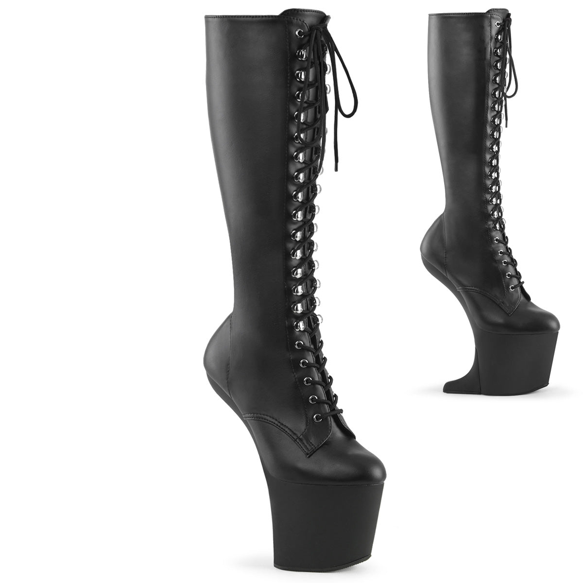 CRAZE-2023 *8" Heelless, 3" PF Lace-Up Stretch Knee Boot, Side Zip