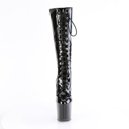 CRAZE-2023 8" Heelless, 3" PF Lace-Up Stretch Knee Boot, Side Zip