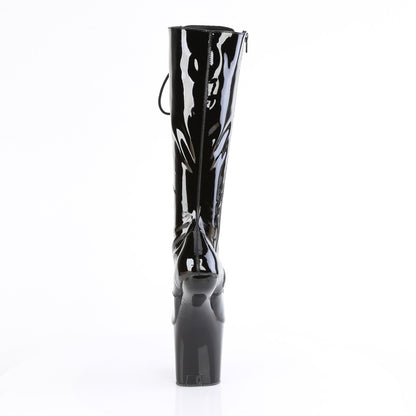 CRAZE-2023 8" Heelless, 3" PF Lace-Up Stretch Knee Boot, Side Zip