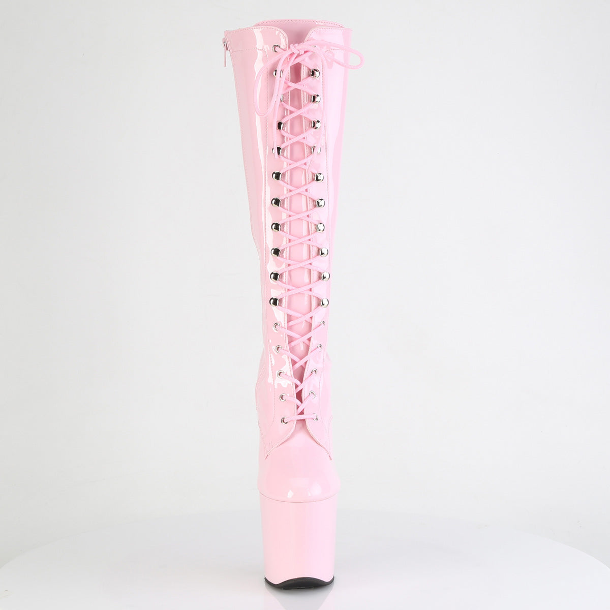 CRAZE-2023 8" Heelless, 3" PF Lace-Up Stretch Knee Boot, Side Zip
