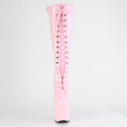 CRAZE-2023 8" Heelless, 3" PF Lace-Up Stretch Knee Boot, Side Zip