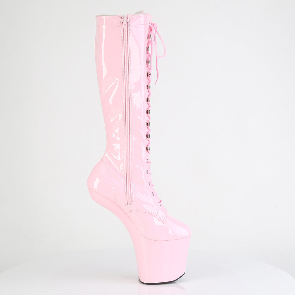 CRAZE-2023 *8" Heelless, 3" PF Lace-Up Stretch Knee Boot, Side Zip