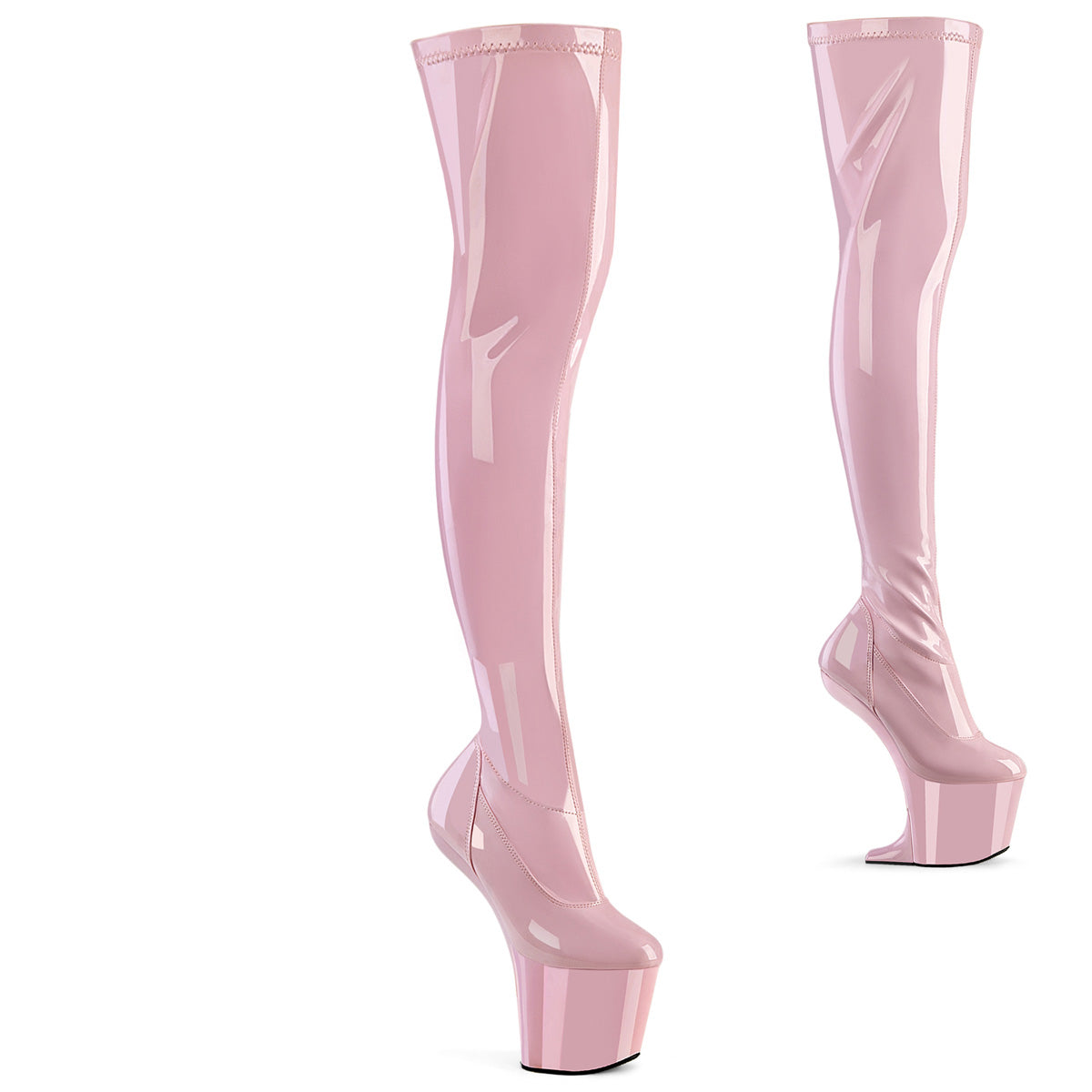 CRAZE-3000 8" Heelless, 3" PF Stretch Thigh Boot, Inside Zip
