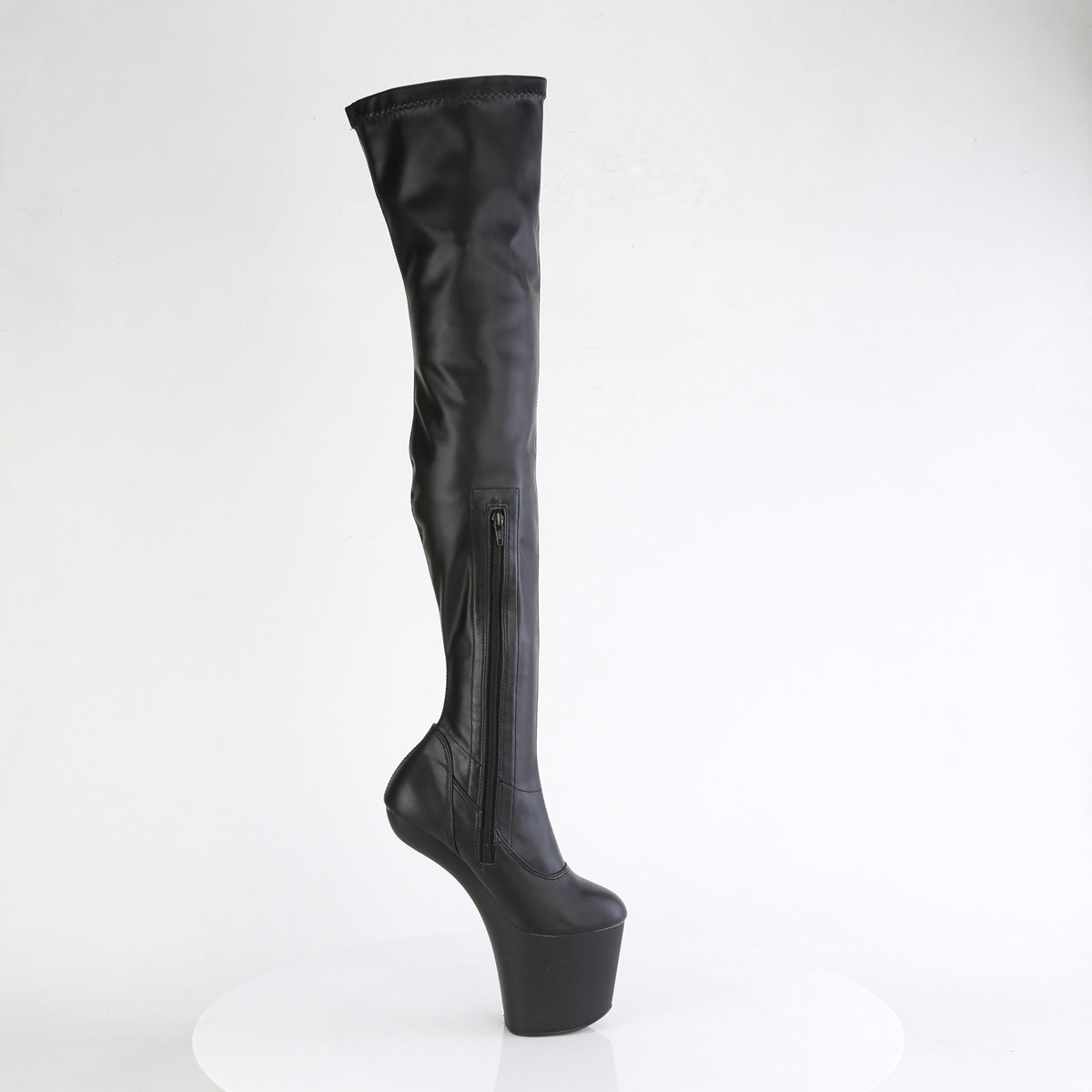 CRAZE-3000 8" Heelless, 3" PF Stretch Thigh Boot, Inside Zip