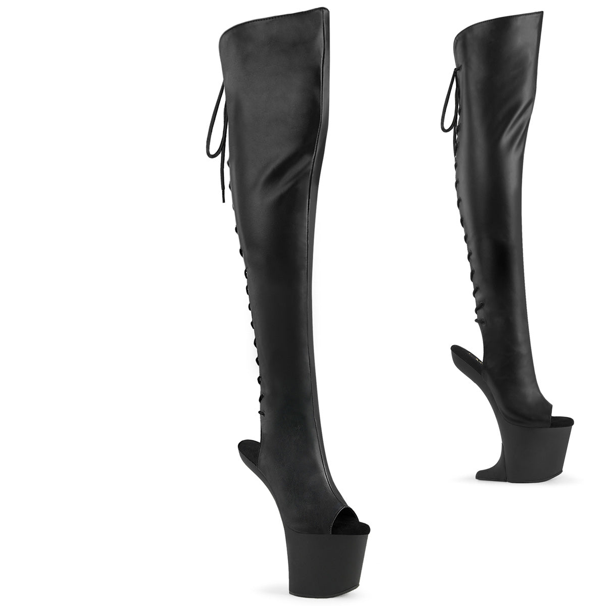 CRAZE-3019 8" Heelless, 3" PF Open Toe/Over-The-Knee Boot, Side Zip