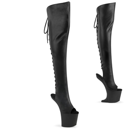 CRAZE-3019 8" Heelless, 3" PF Open Toe/Over-The-Knee Boot, Side Zip