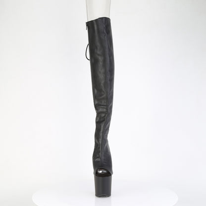 CRAZE-3019 8" Heelless, 3" PF Open Toe/Over-The-Knee Boot, Side Zip