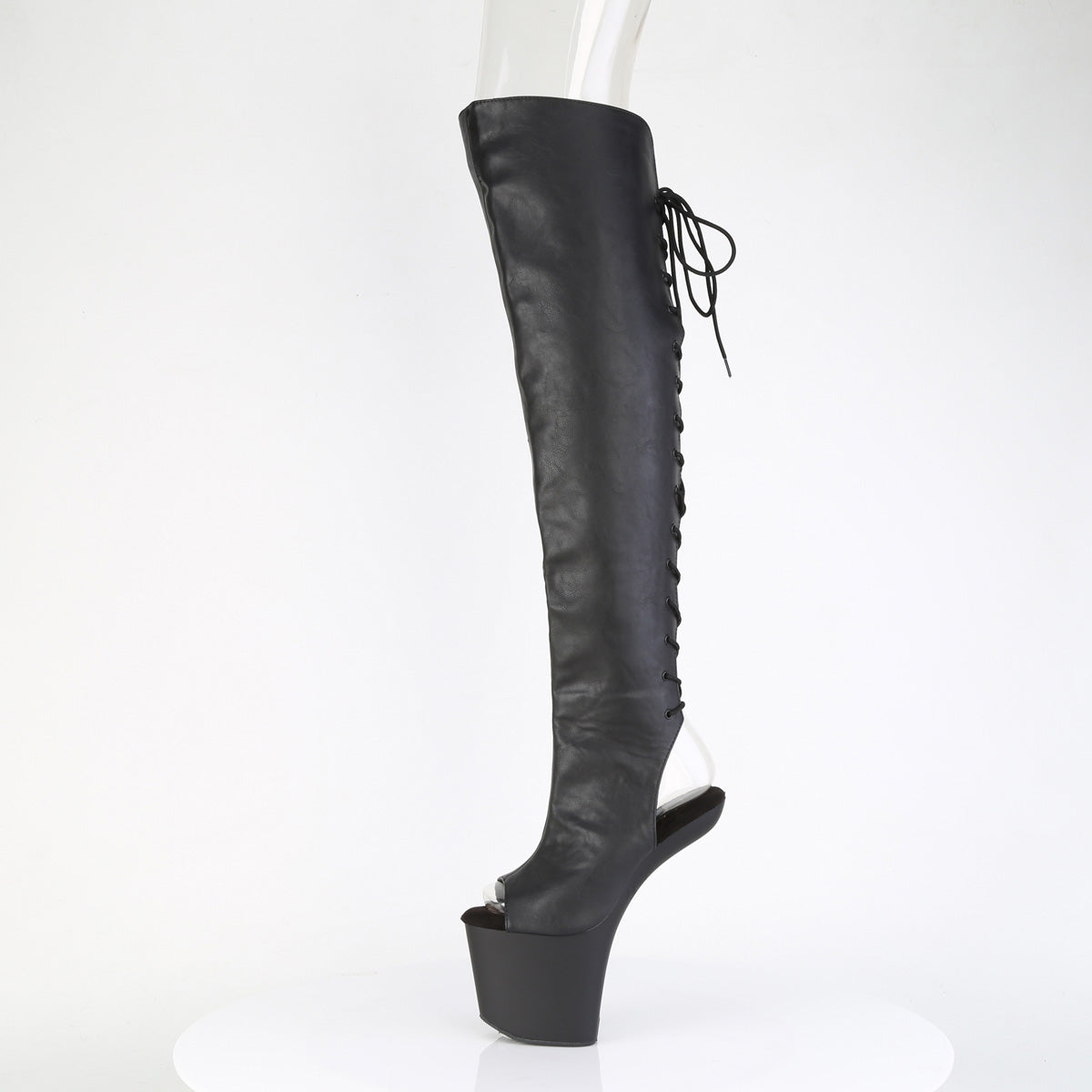 CRAZE-3019 8" Heelless, 3" PF Open Toe/Over-The-Knee Boot, Side Zip
