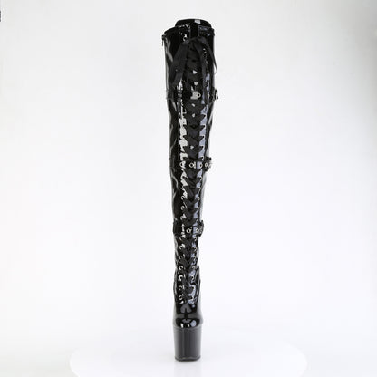 CRAZE-3028 8" Heelless, 3" PF Lace-Up Front Thigh Boot, Side Zip