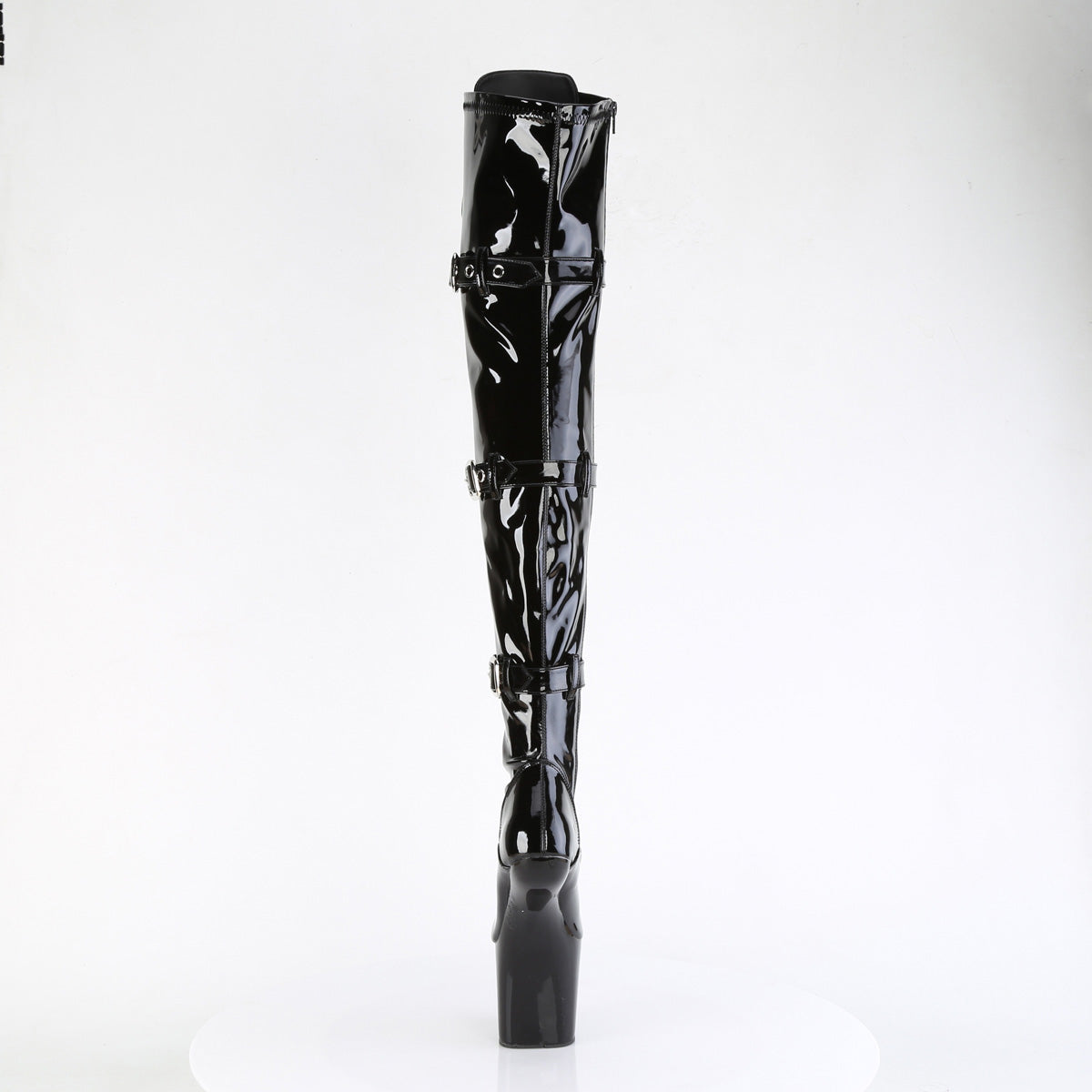 CRAZE-3028 8" Heelless, 3" PF Lace-Up Front Thigh Boot, Side Zip