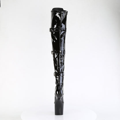 CRAZE-3028 8" Heelless, 3" PF Lace-Up Front Thigh Boot, Side Zip