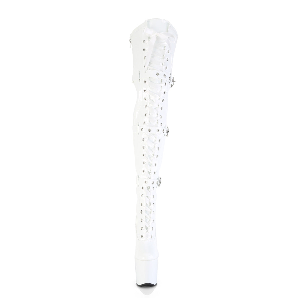 CRAZE-3028 8" Heelless, 3" PF Lace-Up Front Thigh Boot, Side Zip