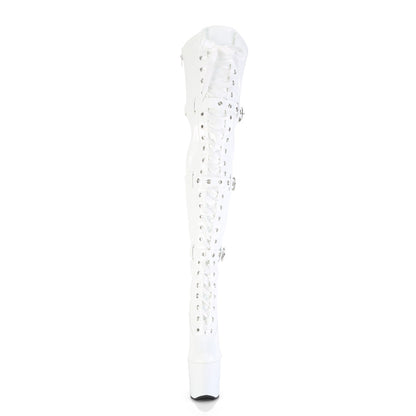 CRAZE-3028 8" Heelless, 3" PF Lace-Up Front Thigh Boot, Side Zip