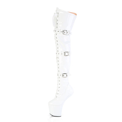 CRAZE-3028 8" Heelless, 3" PF Lace-Up Front Thigh Boot, Side Zip