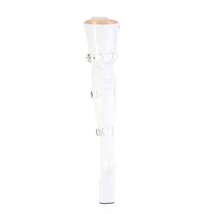 CRAZE-3028 8" Heelless, 3" PF Lace-Up Front Thigh Boot, Side Zip