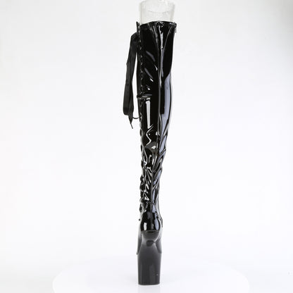 CRAZE-3050 *8" Heelless, 3" PF Thigh  Boot w/Side Ribbon Lace, Side Zip