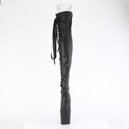 CRAZE-3050 *8" Heelless, 3" PF Thigh  Boot w/Side Ribbon Lace, Side Zip