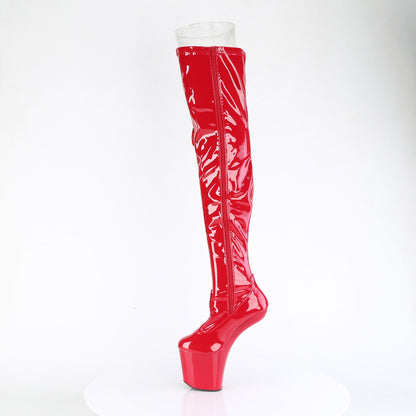 CRAZE-3050 *8" Heelless, 3" PF Thigh  Boot w/Side Ribbon Lace, Side Zip