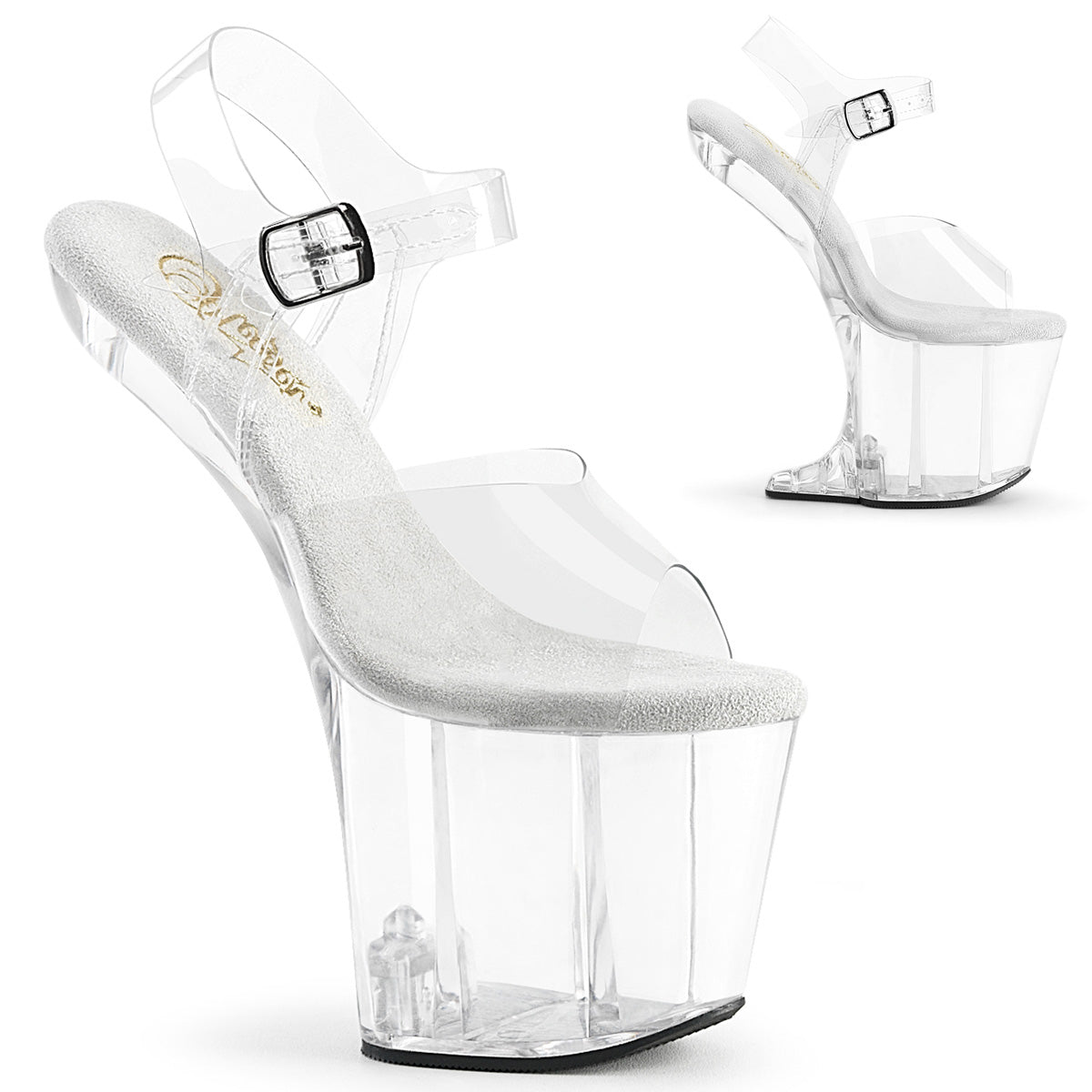CRAZE-808 8" Heelless, 3" PF Ankle Strap Sandal