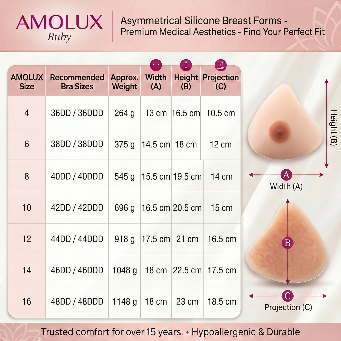 Amolux Envy Body Shop Triangle Ruby Symmetrical Breast Forms