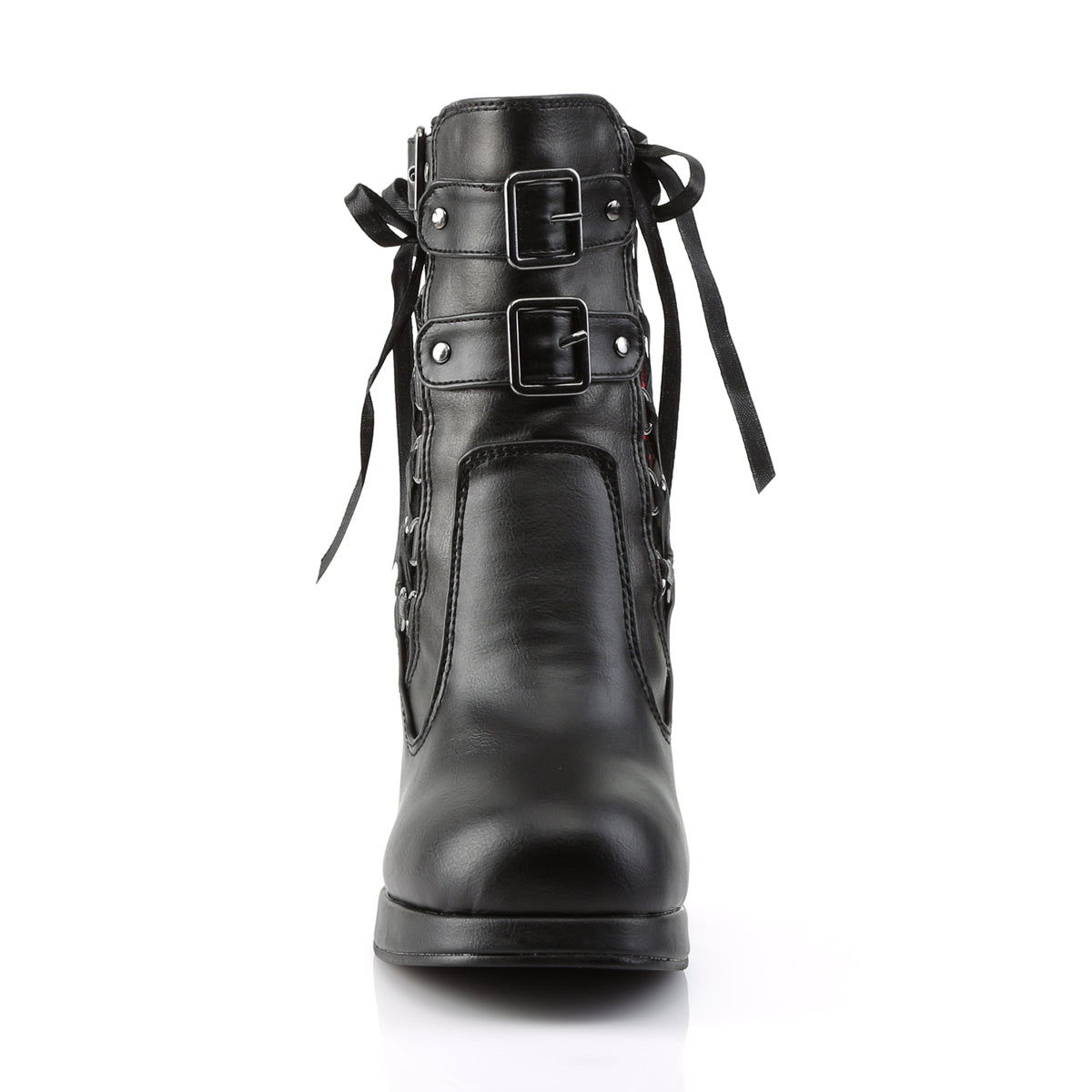 CRYPTO-51 4" Heel, 3/4" PF Corseted Triple Buckled Straps Ankle Boot