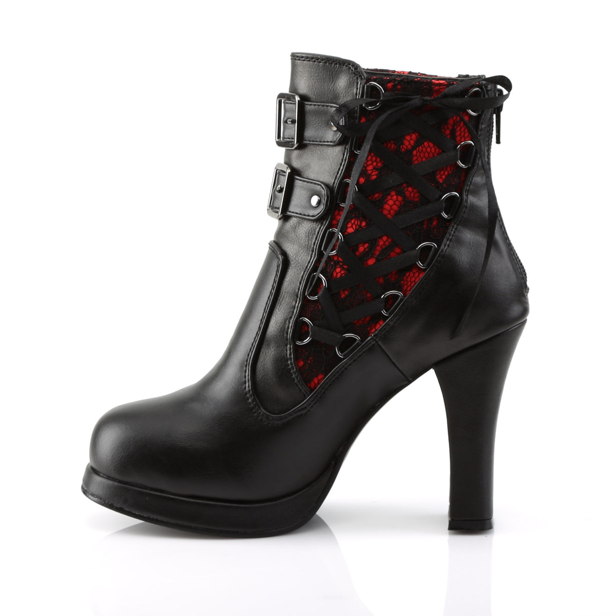 CRYPTO-51 4" Heel, 3/4" PF Corseted Triple Buckled Straps Ankle Boot