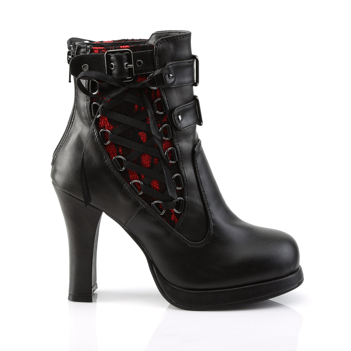 CRYPTO-51 4" Heel, 3/4" PF Corseted Triple Buckled Straps Ankle Boot
