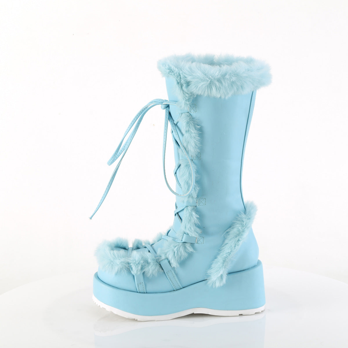 CUBBY-311 *2 3/4" Platform Lace-Up Mid-Calf Boot, Side Zip